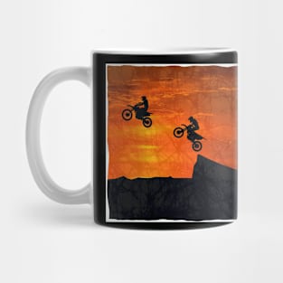 Dirt Bike Cliff Sunset Jumpers Batik Style Mug